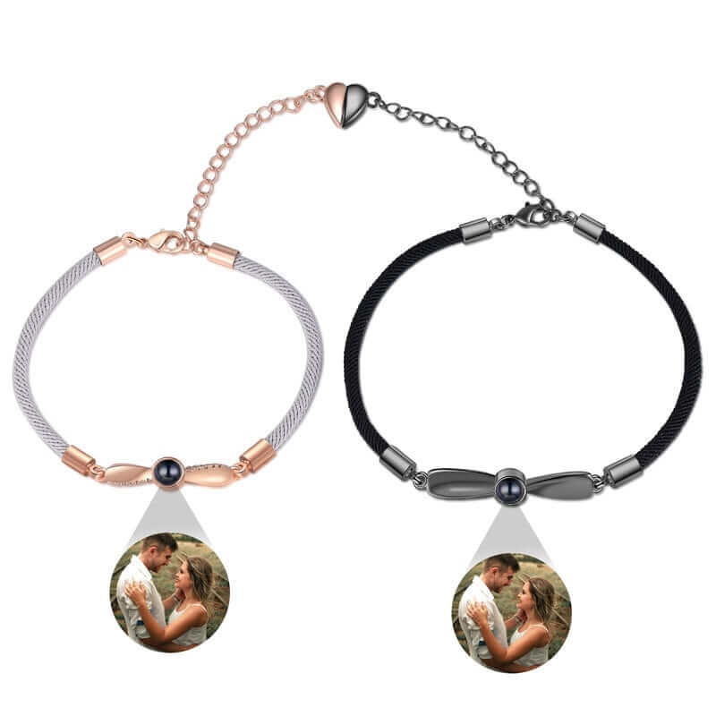 Personalized Couple Photo Projection Charm Bracelets