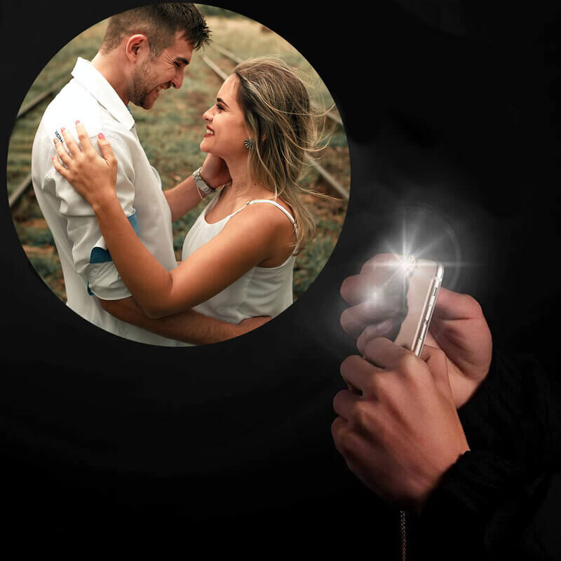 Personalized Couple Photo Projection Charm Bracelets