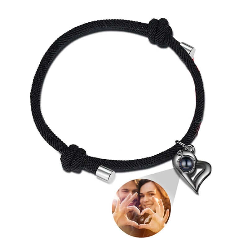 Couple Photo Projection Heart Charm Bracelets
