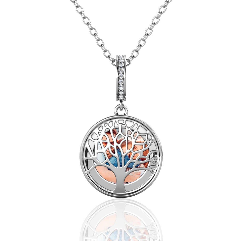 Personalised Family Tree Locket with Photo - Locket with Picture Inside - Sterling Silver