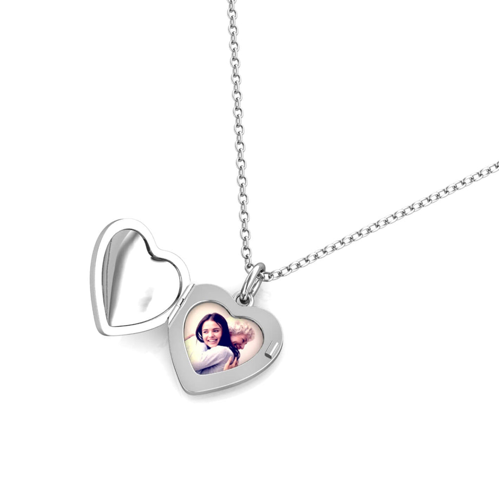 Personalised Heart Locket with Photo - Locket with Picture Inside - Sterling Silver