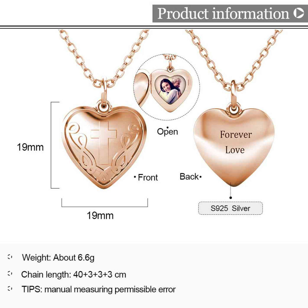 Personalised Heart Locket with Photo - Locket with Picture Inside - Rose Gold