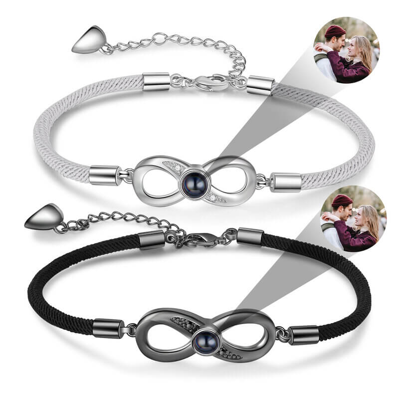 Infinity Charm Photo Projection Couple Bracelets