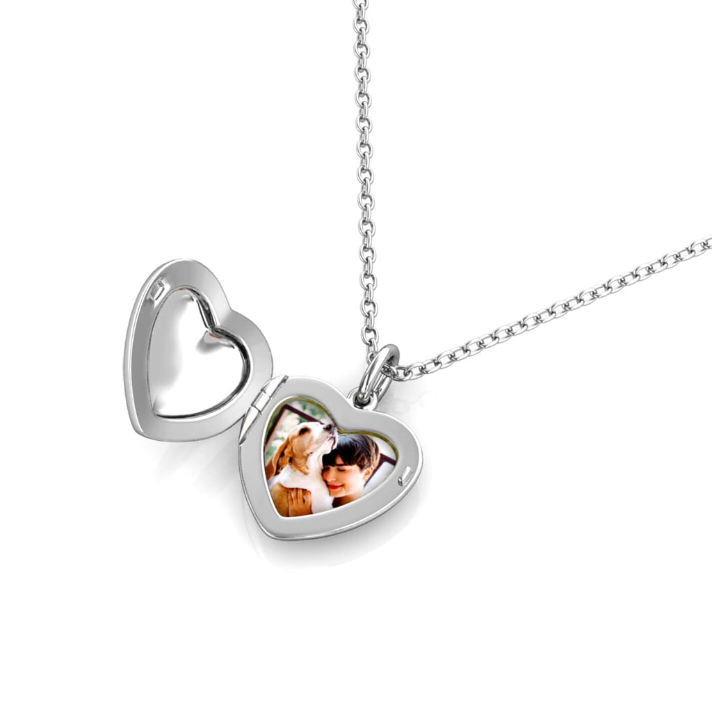 Personalised Heart Locket with Photo - Locket with Picture Inside - Sterling Silver