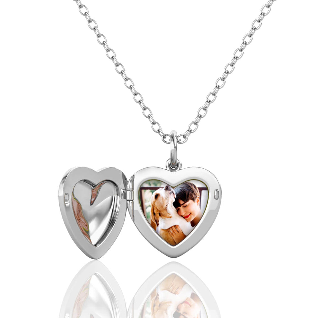Personalised Heart Locket with Photo - Locket with Picture Inside - Sterling Silver