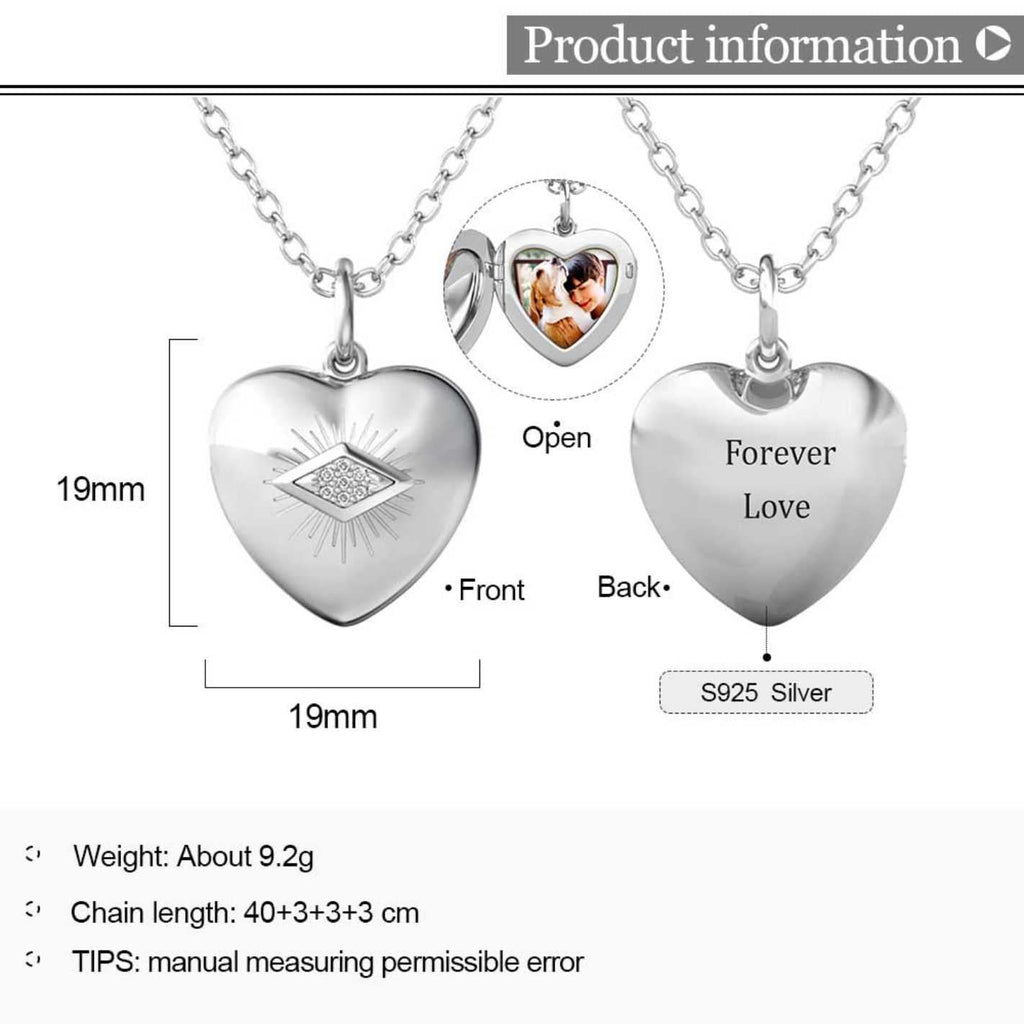 Personalised Heart Locket with Photo - Locket with Picture Inside - Sterling Silver