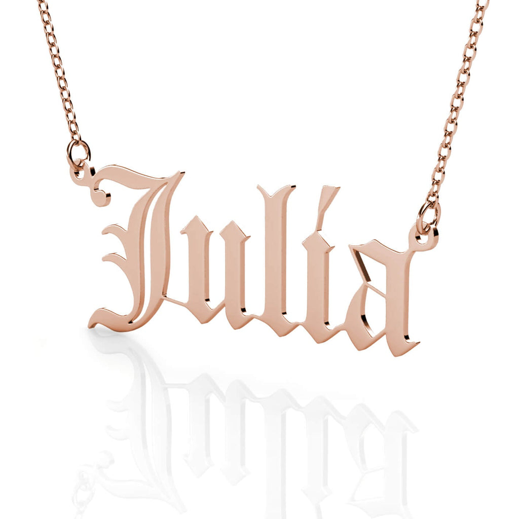 Old English Name Necklace - Personalised Name Necklace Rose Gold - IFSHE UK