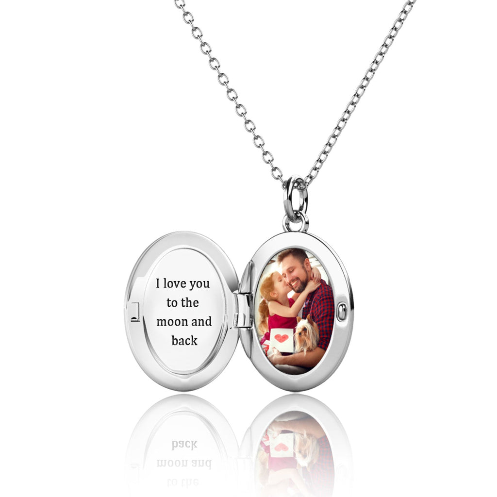 Personalised Locket with Photo - Oval Locket with Picture Inside - Sterling Silver