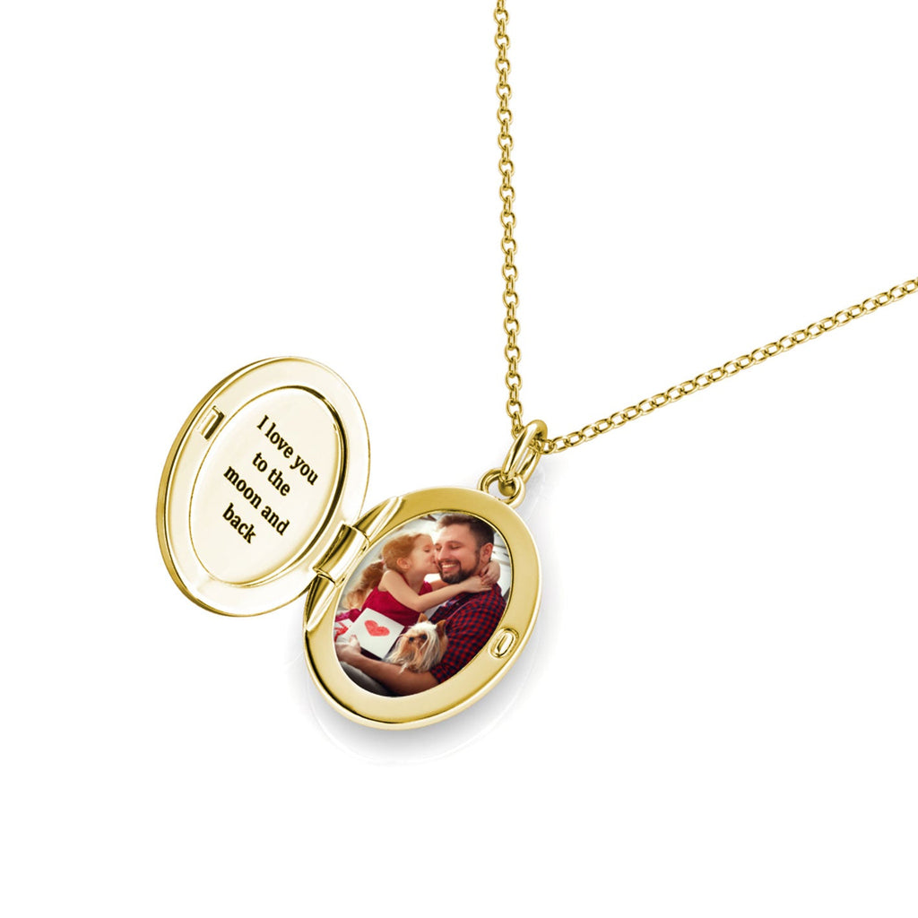 Personalised Locket with Photo - Oval Locket with Picture Inside - Gold