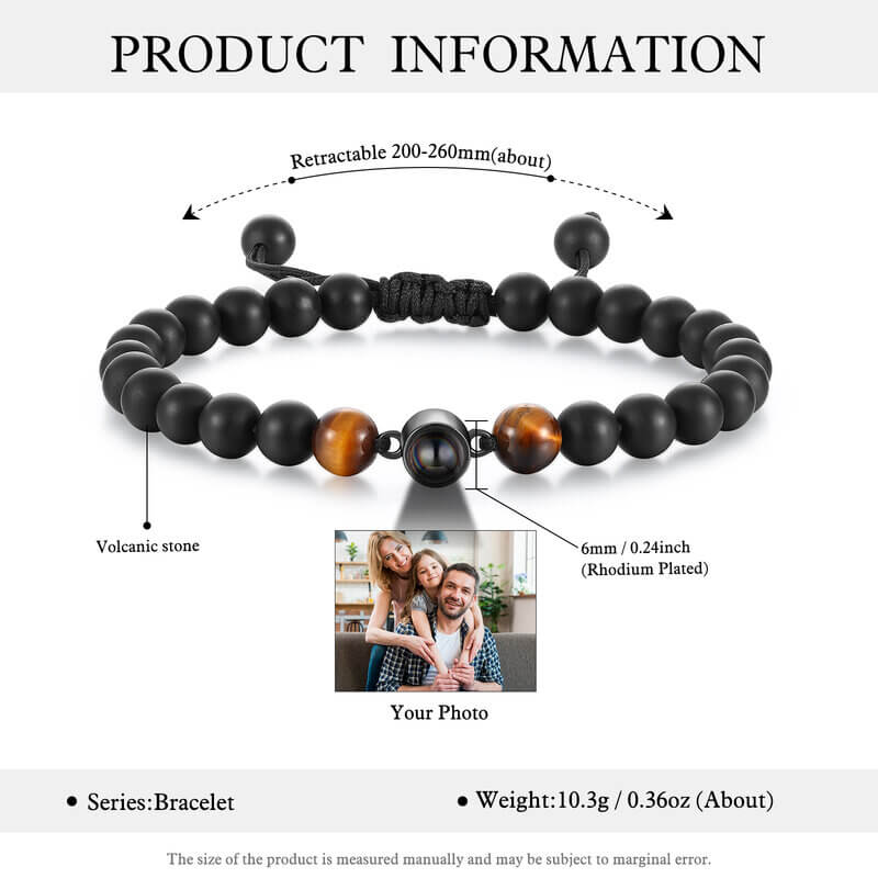 Photo Projection Bracelet Volcanic Stone Beads