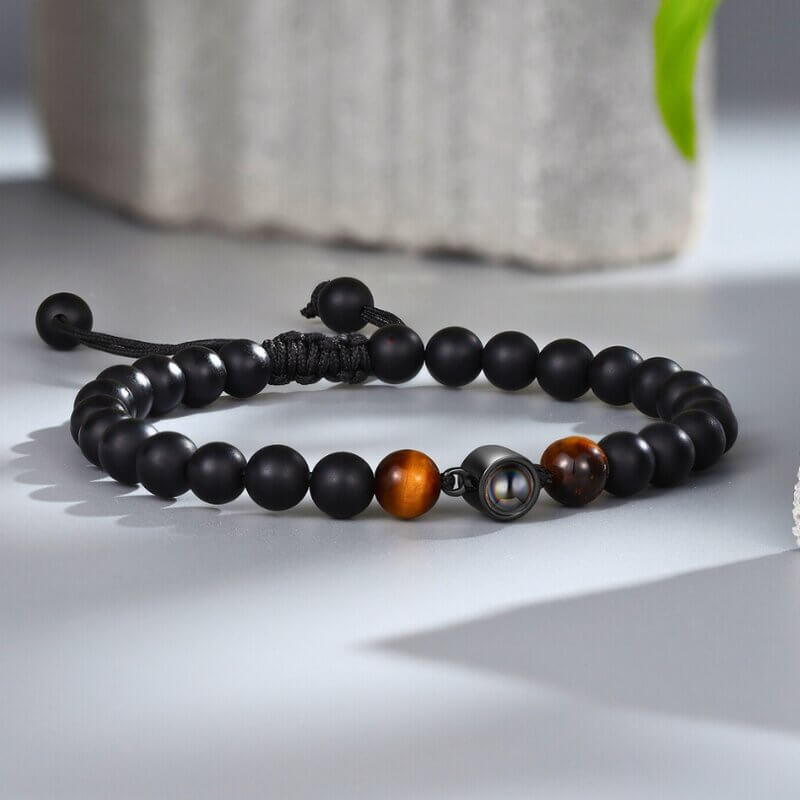 Photo Projection Bracelet Volcanic Stone Beads