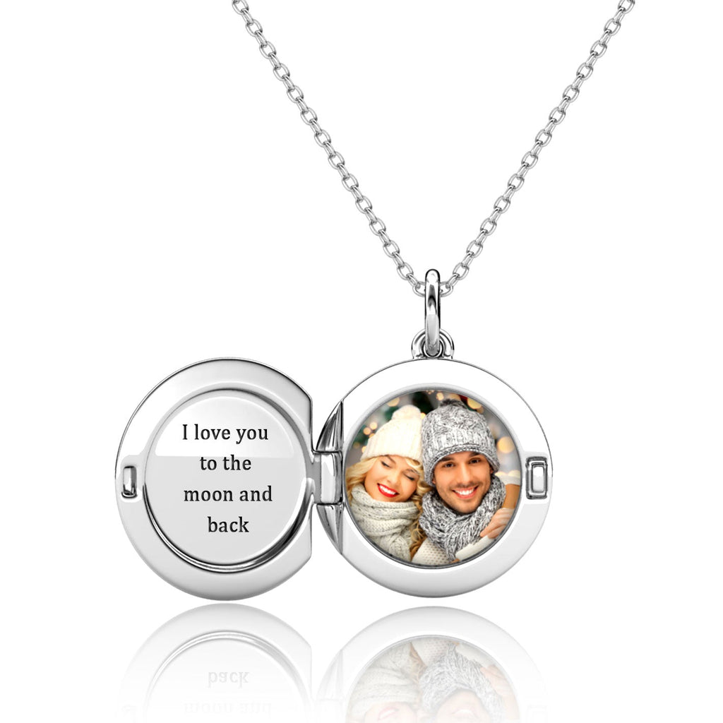 Personalised Locket with Photo - Round Locket with Picture Inside - Sterling Silver