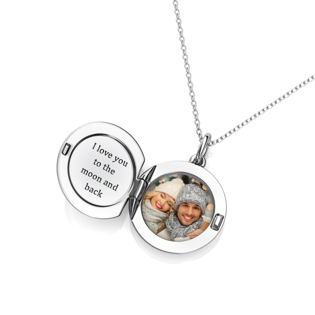 Personalised Locket with Photo - Round Locket with Picture Inside - Sterling Silver