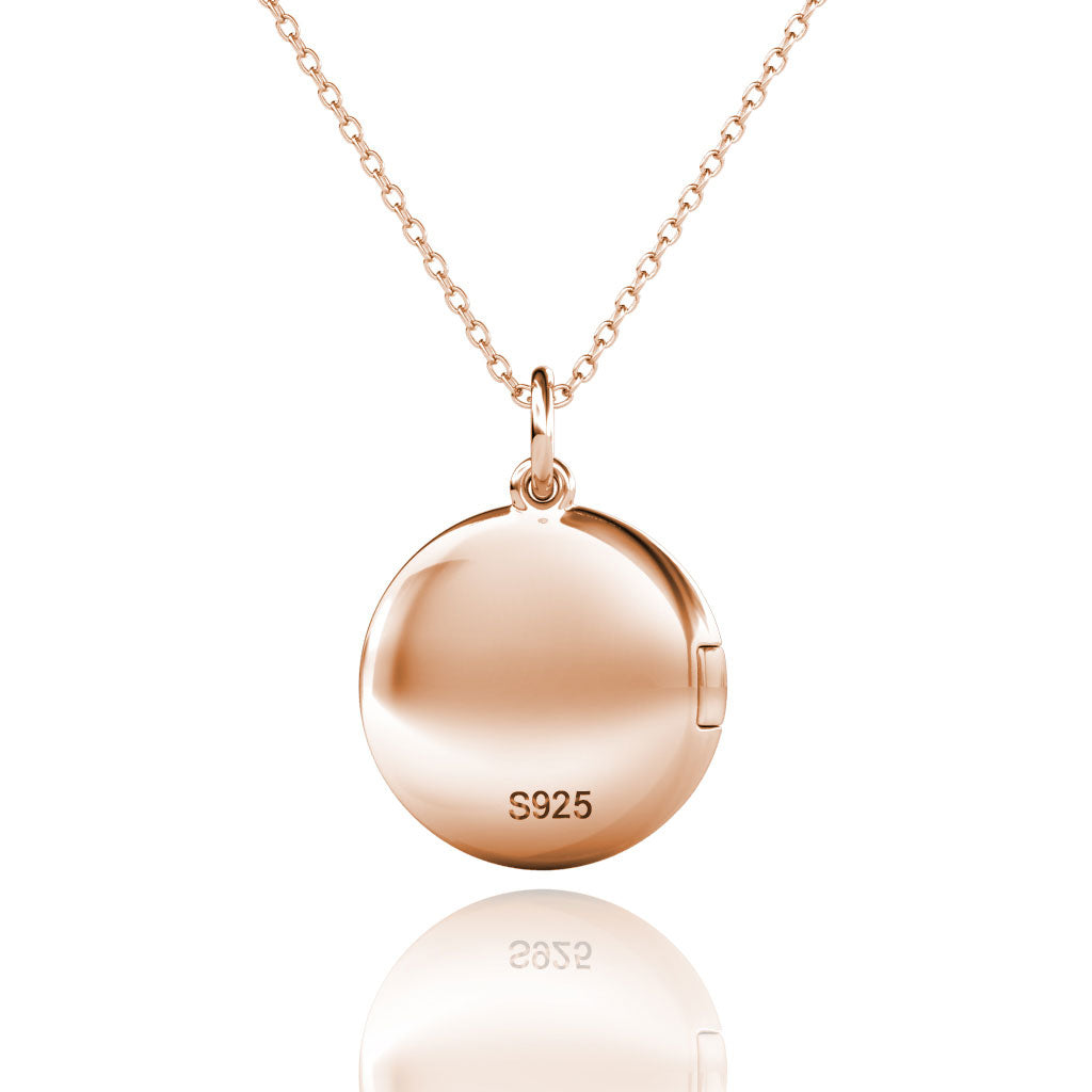 Personalised Locket with Photo - Round Locket with Picture Inside - Rose Gold