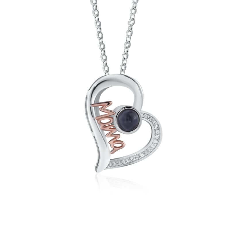 Necklace with Picture Inside, Mama Photo Projection Necklace, Heart-Shaped Mother's Necklace