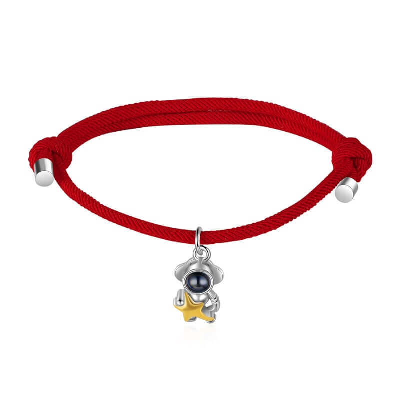 Photo Projection Rocket and Astronaut Couple Bracelet