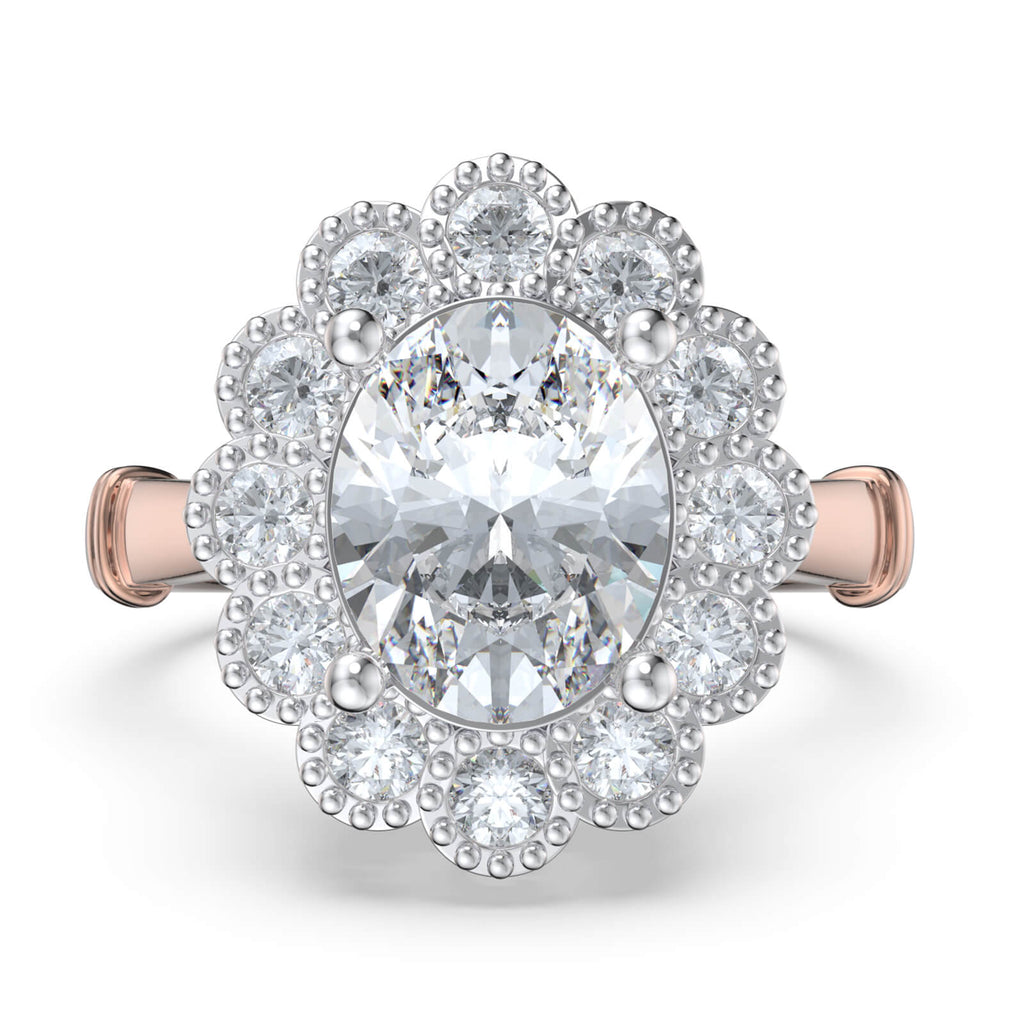 Rose Gold Moissanite Engagement Ring with Custom Name
