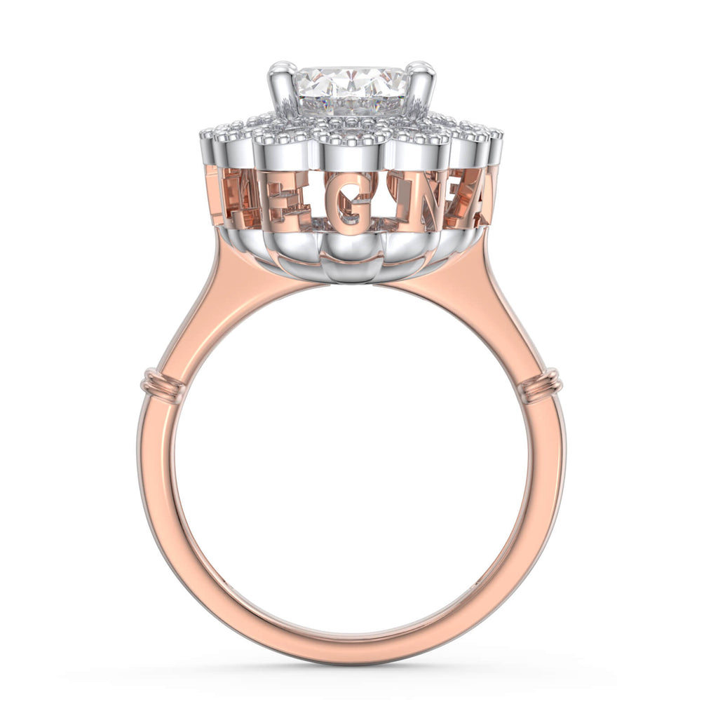 Rose Gold Moissanite Engagement Ring with Custom Name