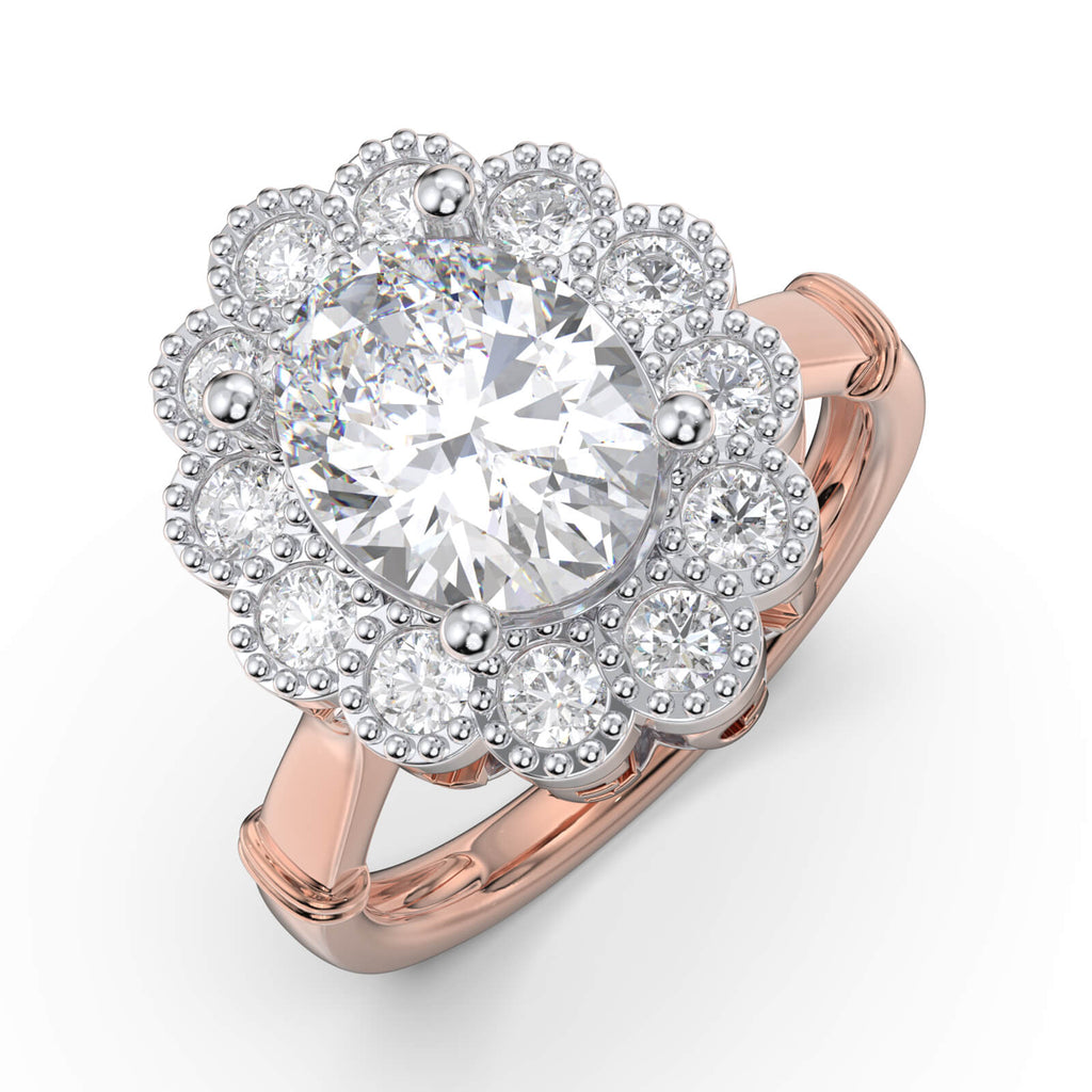 Rose Gold Moissanite Engagement Ring with Custom Name