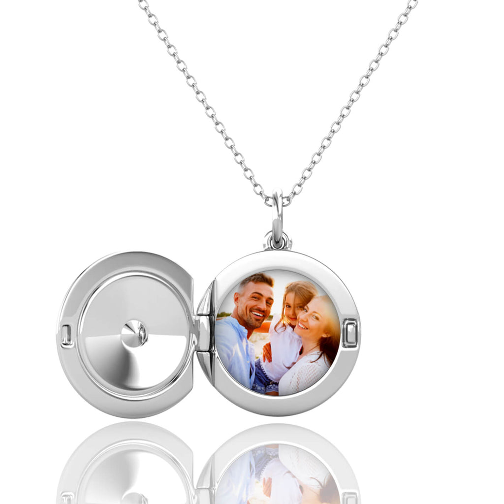 Personalised Locket with Photo - Round Locket with Picture Inside - Sterling Silver