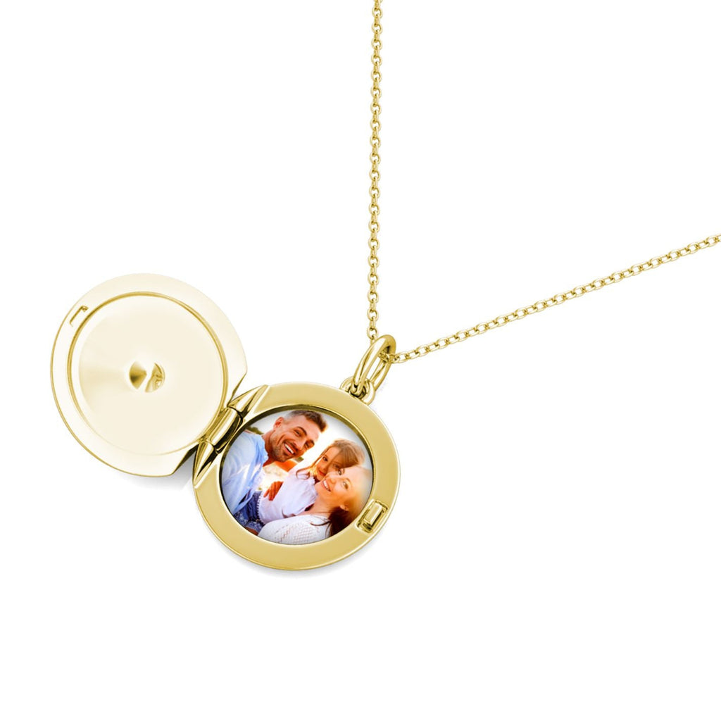 Personalised Locket with Photo - Round Locket with Picture Inside - Gold