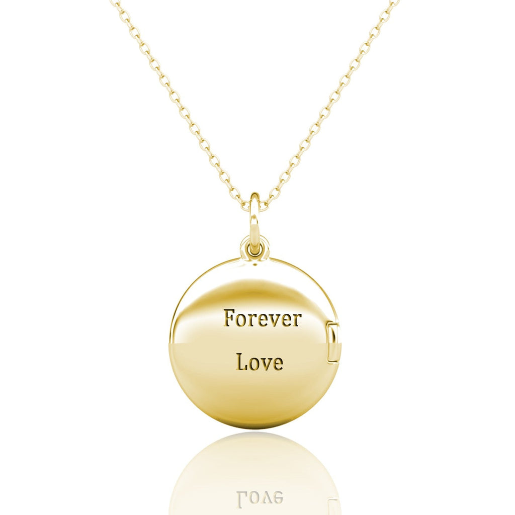 Personalised Locket with Photo - Round Locket with Picture Inside - Gold