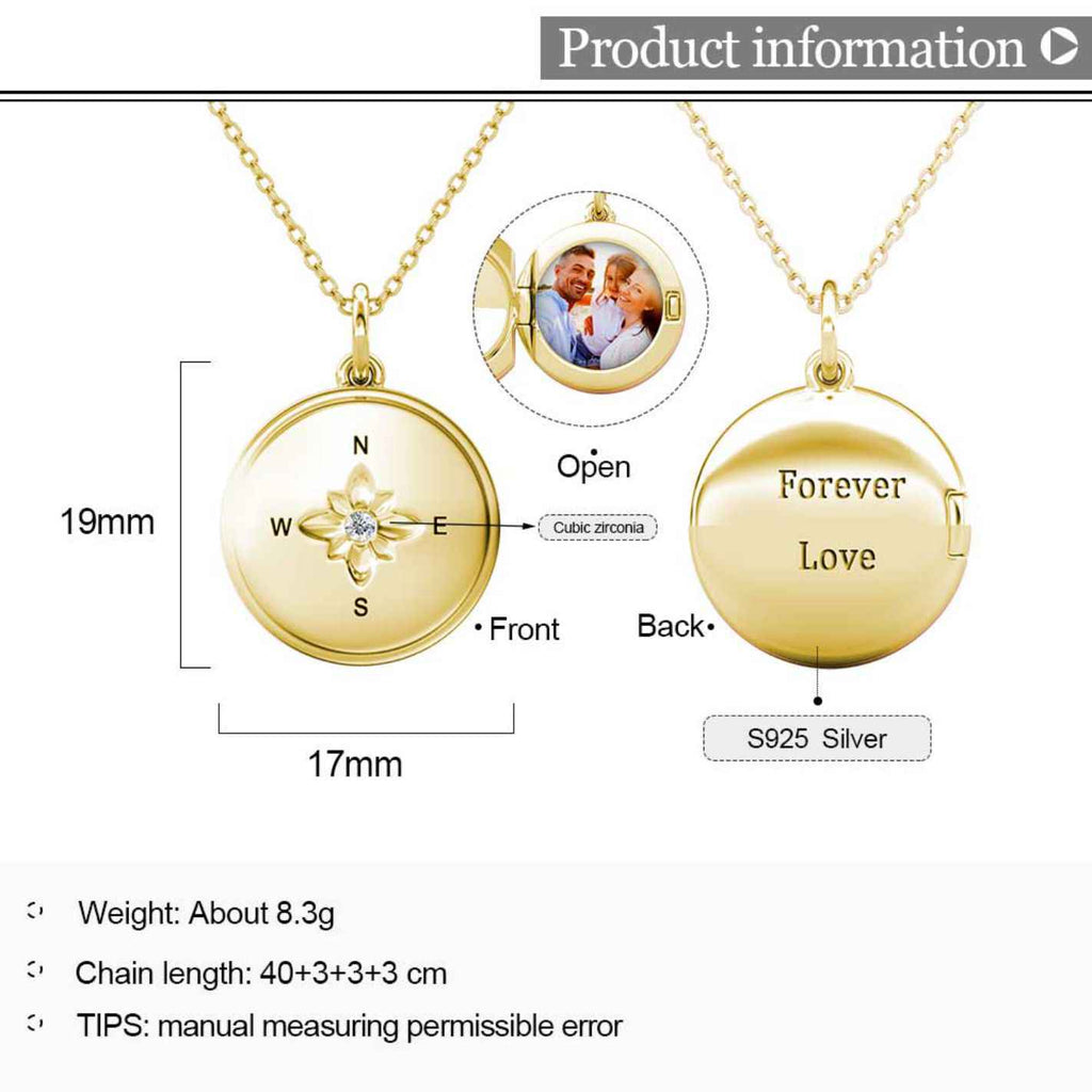Personalised Locket with Photo - Round Locket with Picture Inside - Gold