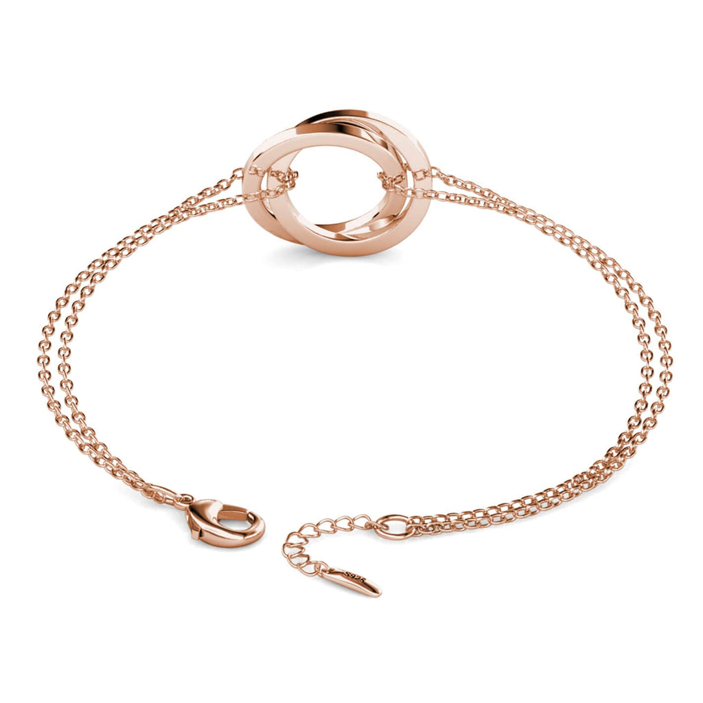 Russian 2 Ring Bracelet - Engraved 2 Name Bracelet - Sterling Silver - Rose Gold