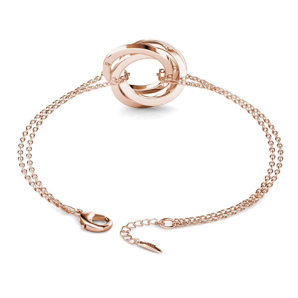 Russian 3 Ring Bracelet - Engraved 3 Name Bracelet - Sterling Silver - Rose Gold