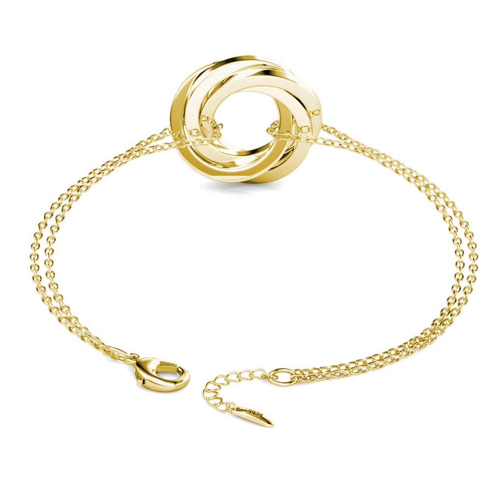 Russian 4 Ring Bracelet - Engraved 4 Name Bracelet - Sterling Silver - Gold