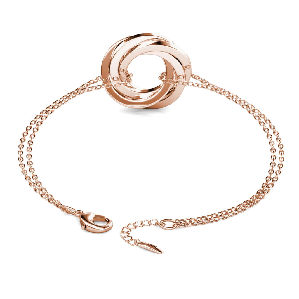 Russian 4 Ring Bracelet - Engraved 4 Name Bracelet - Sterling Silver - Rose Gold