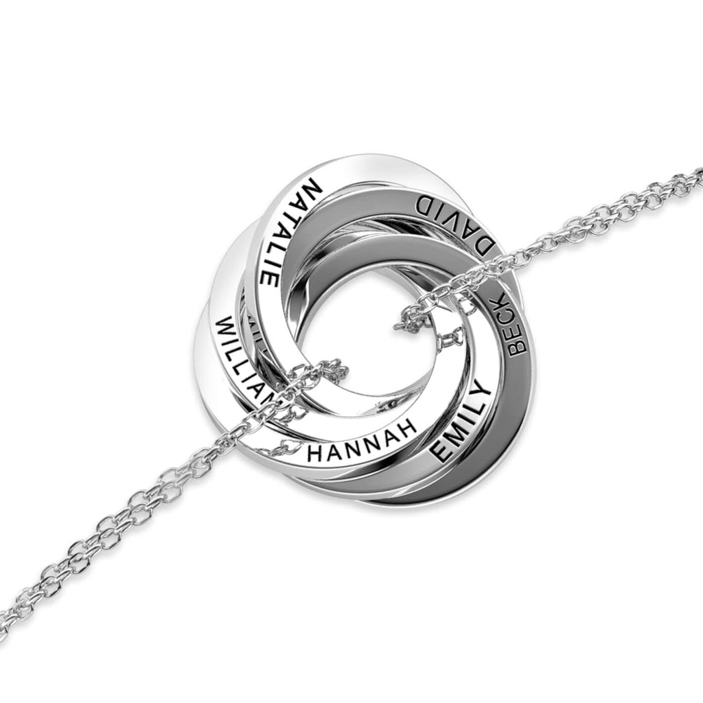 Russian 6 Ring Bracelet - Engraved 6 Name Bracelet - Sterling Silver
