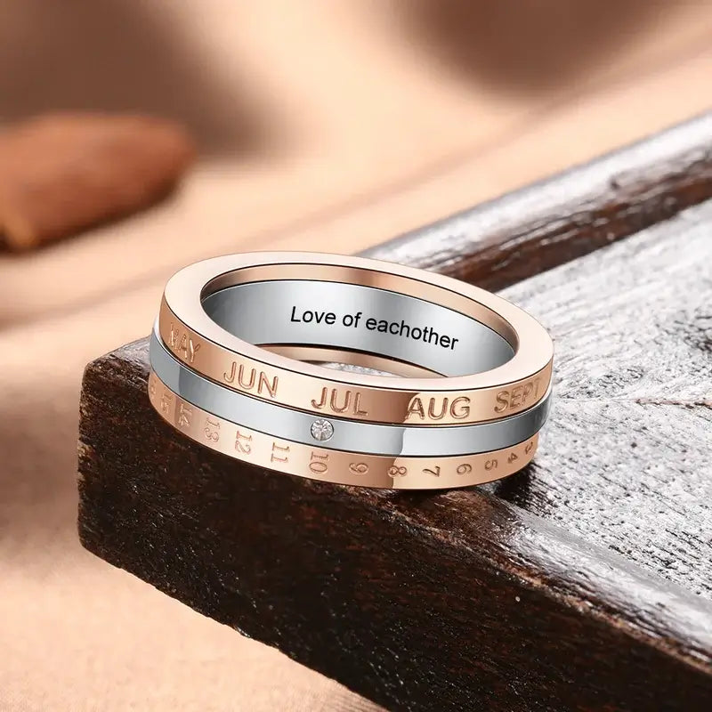 Special Date Fidget Ring | Anxiety Ring with Engraving | Spinner Ring 2 Colours